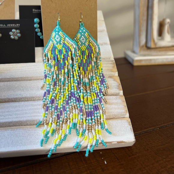 Myra Bag Jewelry - New Gorgeous 💋Gold Beaded tassel boho western tribal earrings jewelry purple